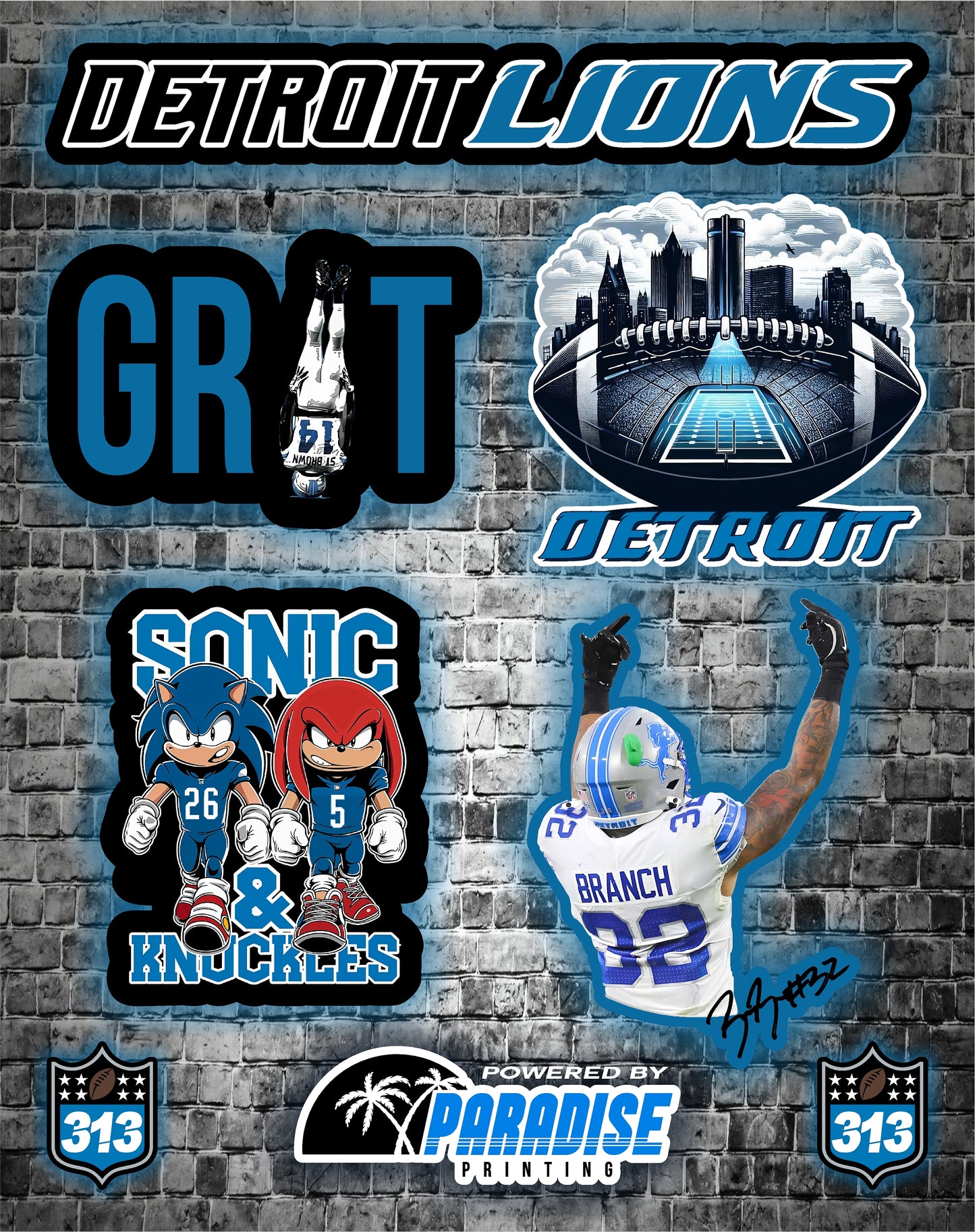 Detroit Lions Sticker Sheet