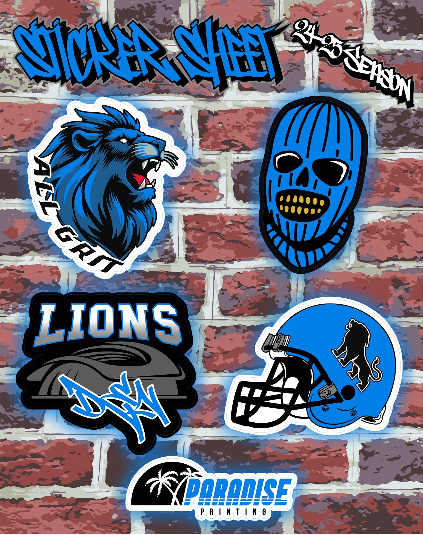 Lions Fan Sticker Sheet Part 1
